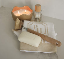 Load image into Gallery viewer, Panache Home Classic Stripe Beige Tea Towel and Dishcloth Set