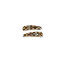 Load image into Gallery viewer, Freya Snap Clips - Tan and Cream Checker
