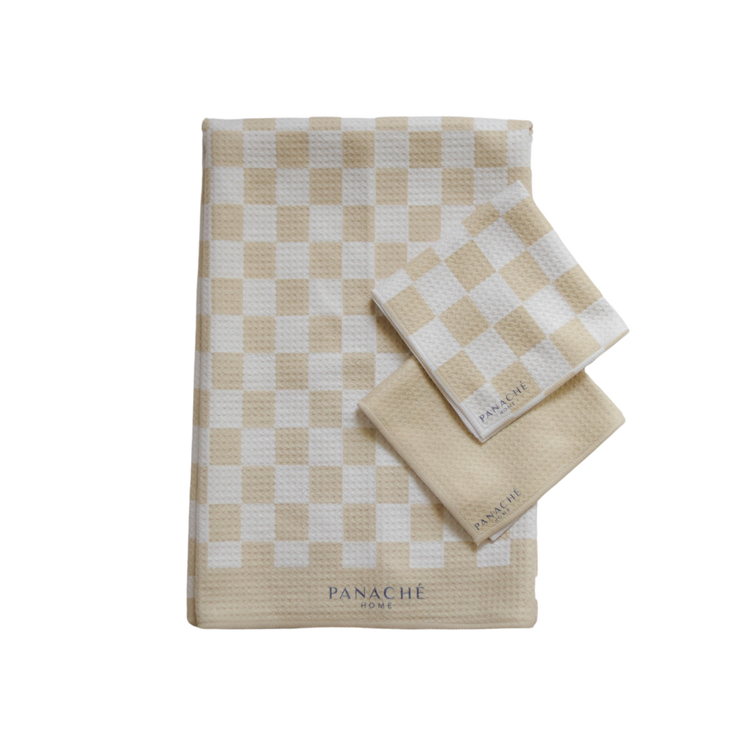 Classic Checker Tea Towel And Dishcloth Set