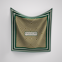 Load image into Gallery viewer, Geometrical Maze Deep Green and Beige