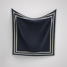 Load image into Gallery viewer, Classic Border Scarf - Navy