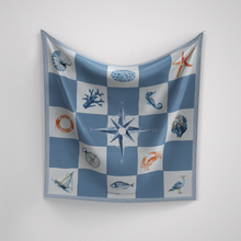 Load image into Gallery viewer, Sea Life Panache x VV Dark Blues Linen Scarf