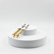 Load image into Gallery viewer, Cassandra Two Tone Lemon and Beige Bow Clips