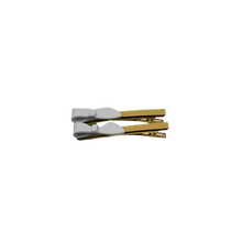 Load image into Gallery viewer, Cassandra Two Tone Lemon and Beige Bow Clips