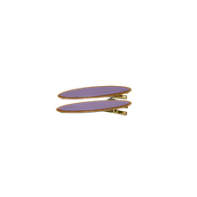 Load image into Gallery viewer, Maya Oval Clips Lilac with Tan Border