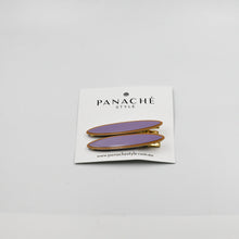 Load image into Gallery viewer, Maya Oval Clips Lilac with Tan Border