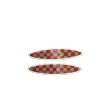 Load image into Gallery viewer, Maya oval clips Lilac and Tan Checker