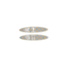 Load image into Gallery viewer, Maya oval clips Blue and Beige Checker