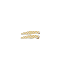 Load image into Gallery viewer, Maya oval clips Lemon and White Checker