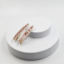 Load image into Gallery viewer, Maya oval clips Lilac and Tan Checker