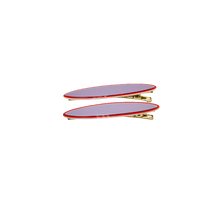 Load image into Gallery viewer, Maya Oval Clips Lilac with Red Border