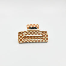 Load image into Gallery viewer, Large Claw Clip Tan + Cream Checker