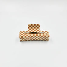 Load image into Gallery viewer, Large Claw Clip Tan + Cream Checker