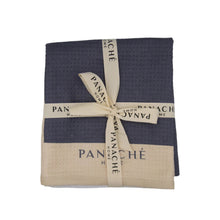 Load image into Gallery viewer, Black, White & Cream Stripe Waffle Microfiber Tea Towel