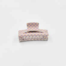 Load image into Gallery viewer, Large Claw Clip Lilac + Beige Checker