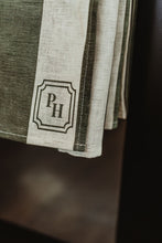 Load image into Gallery viewer, Green Striped Linen Tea Towel