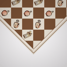 Load image into Gallery viewer, Petite Perfume Checker Scarf Brown + Cream