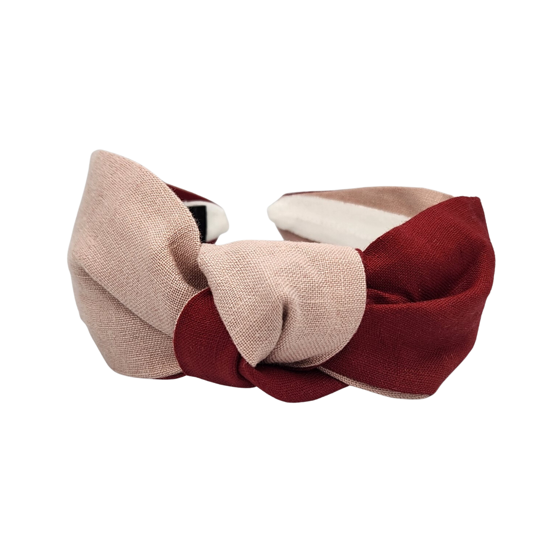Splice Pink and Red linen headband