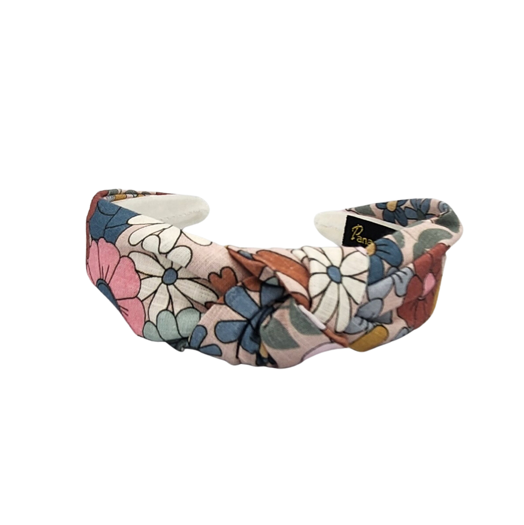 Sage linen floral headband
