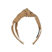 Load image into Gallery viewer, Tan check linen headand