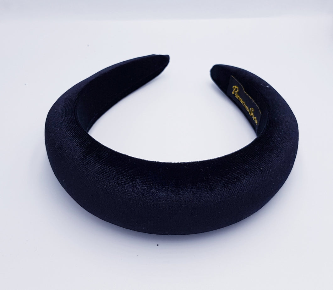 Black high padded velvet headband