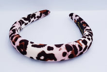 Load image into Gallery viewer, Leopard print high padded headband pink and brown

