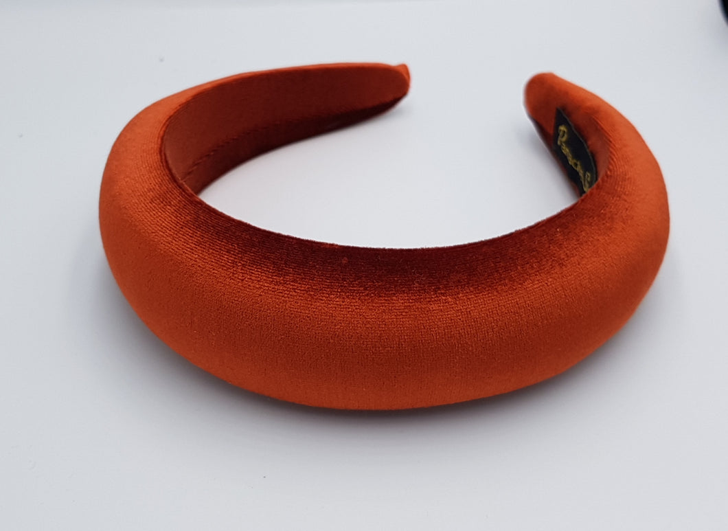 Rust high padded velvet headband