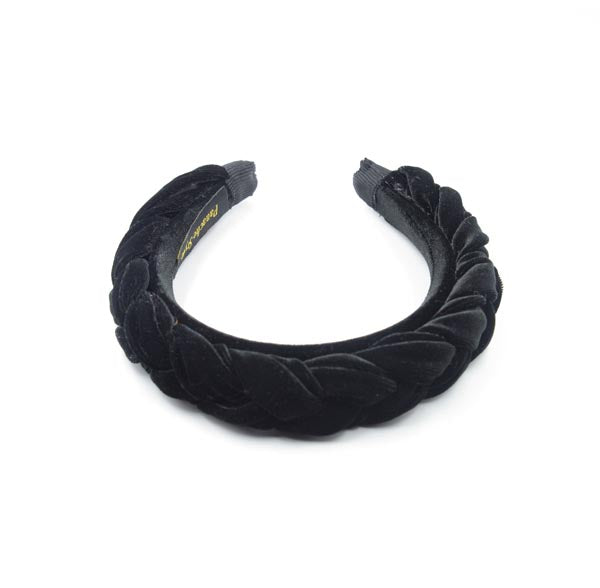 Black Plaited Velvet Headband