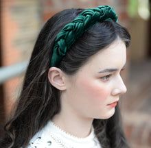 Load image into Gallery viewer, Dark Green Plaited Velvet Headband