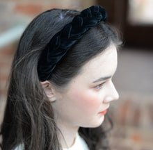Load image into Gallery viewer, Black Plaited Velvet Headband
