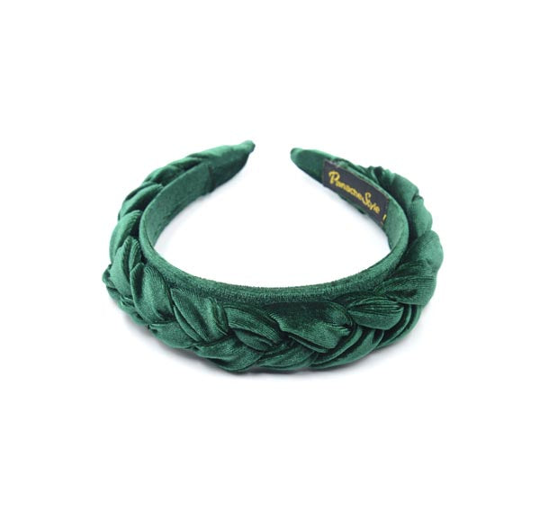 Dark Green Plaited Velvet Headband