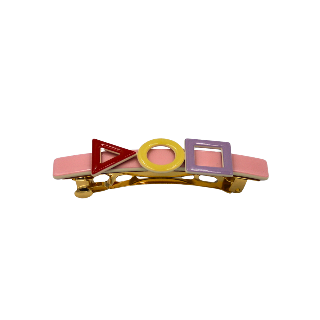 Geometrical Barrette in Pink, Red and Lilac