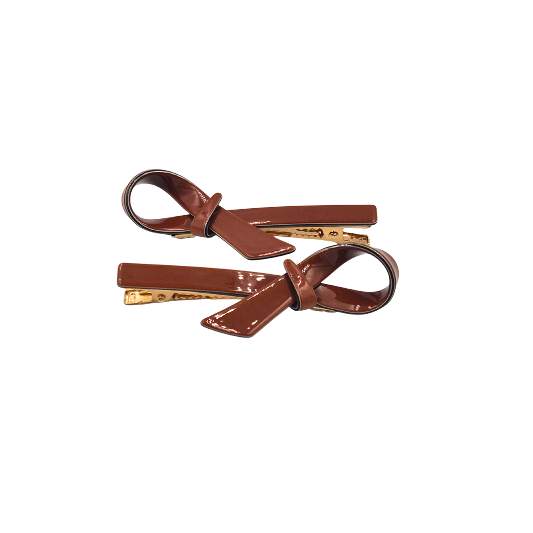 Summer Bow Clips Dark Brown
