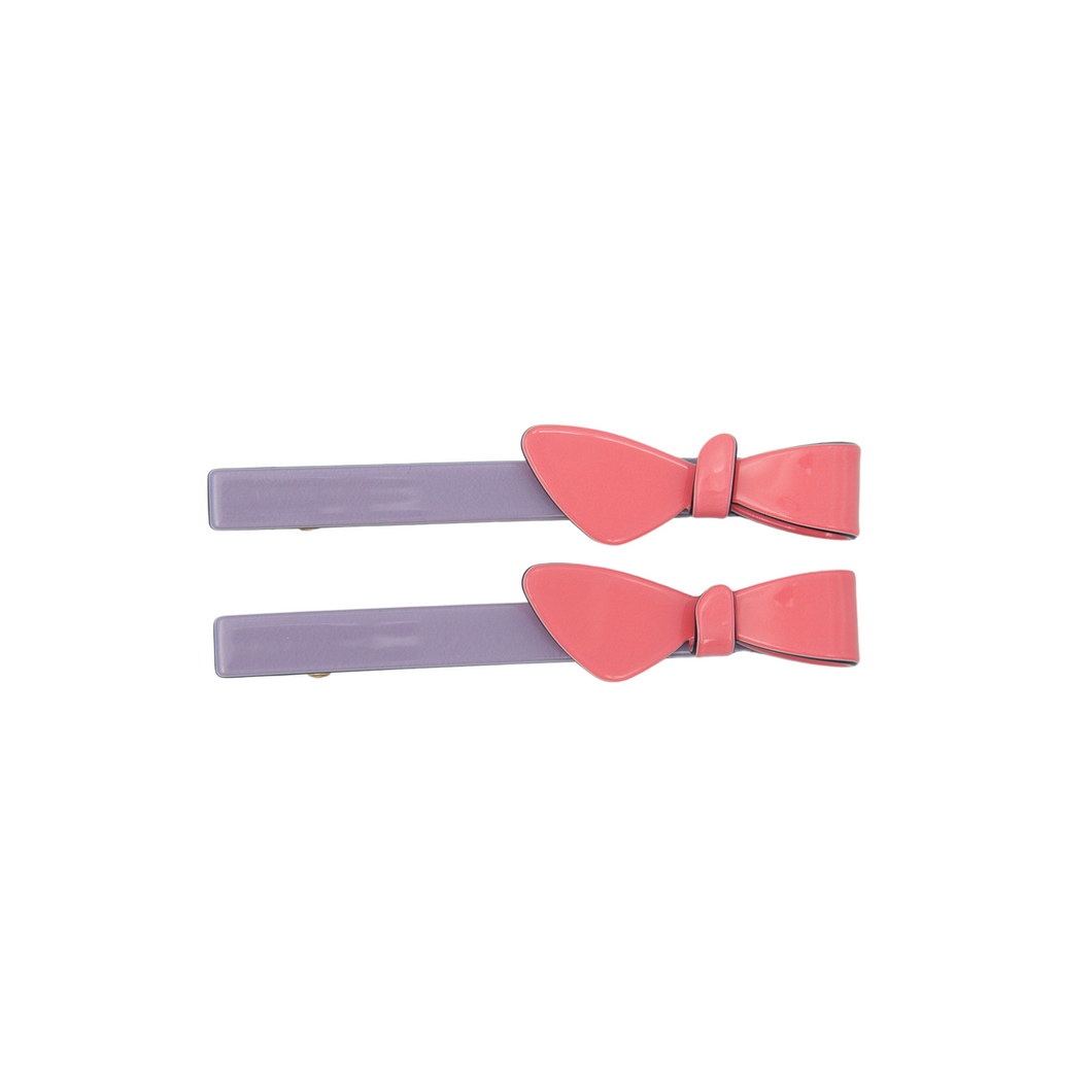 Two Tone lilac and Pink Bow Clips