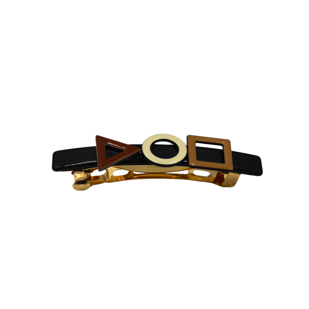 Geometrical Barrette in Black, Tan and Cream