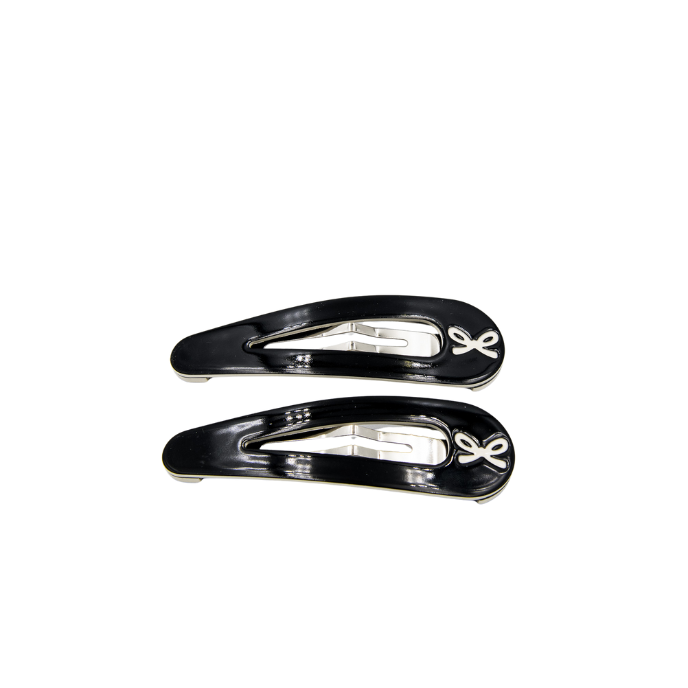 Lily Bow Snap Clips Black + Cream