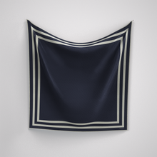 Load image into Gallery viewer, Classic Border Scarf - Navy
