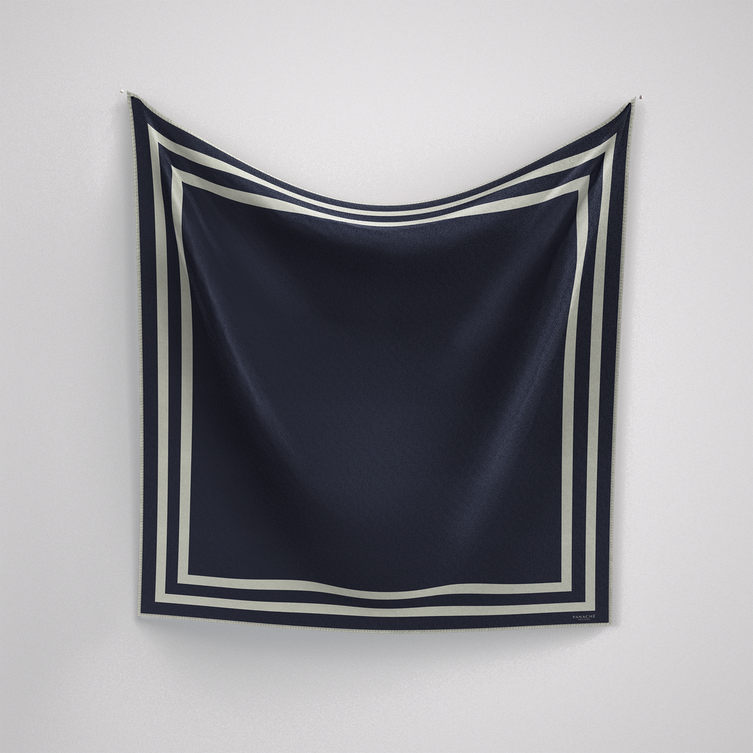 Classic Border Scarf - Navy