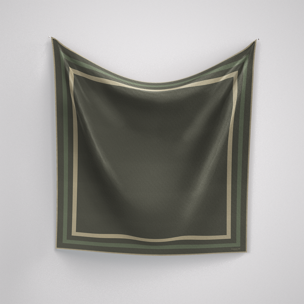 Classic Border Scarf - Olive