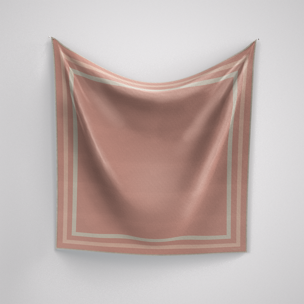 Classic Border Scarf - Peach + White