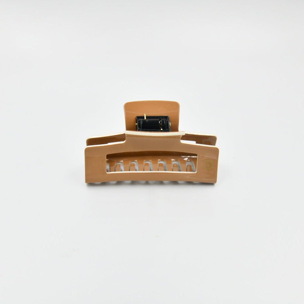 Large Claw Clip Tan + White