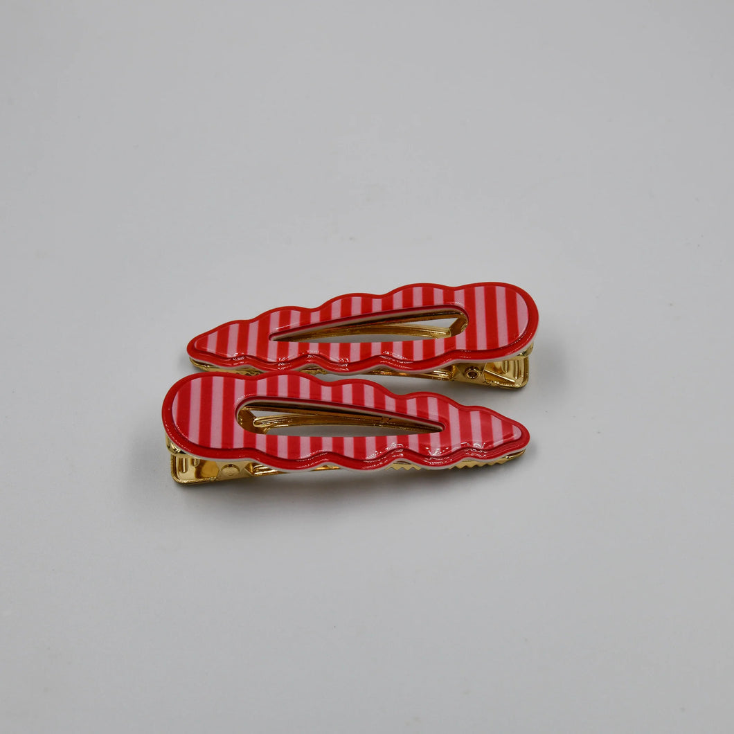 Cassia Clips Pink and Red Stripe