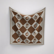 Load image into Gallery viewer, Petite Perfume Checker Scarf Brown + Cream
