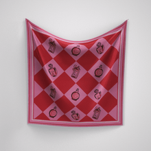 Load image into Gallery viewer, Petite Perfume Checker Scarf Red + Pink
