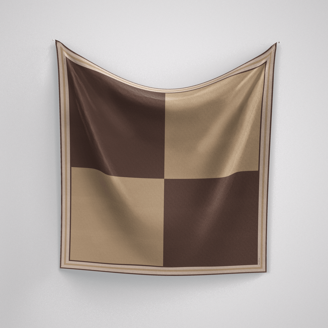 Colour Block Petite Scarf Brown + Cream