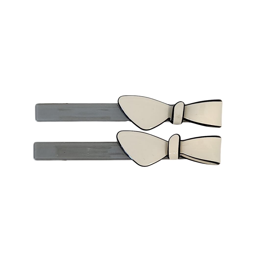 Two Tone Sage and Cream Bow Clips