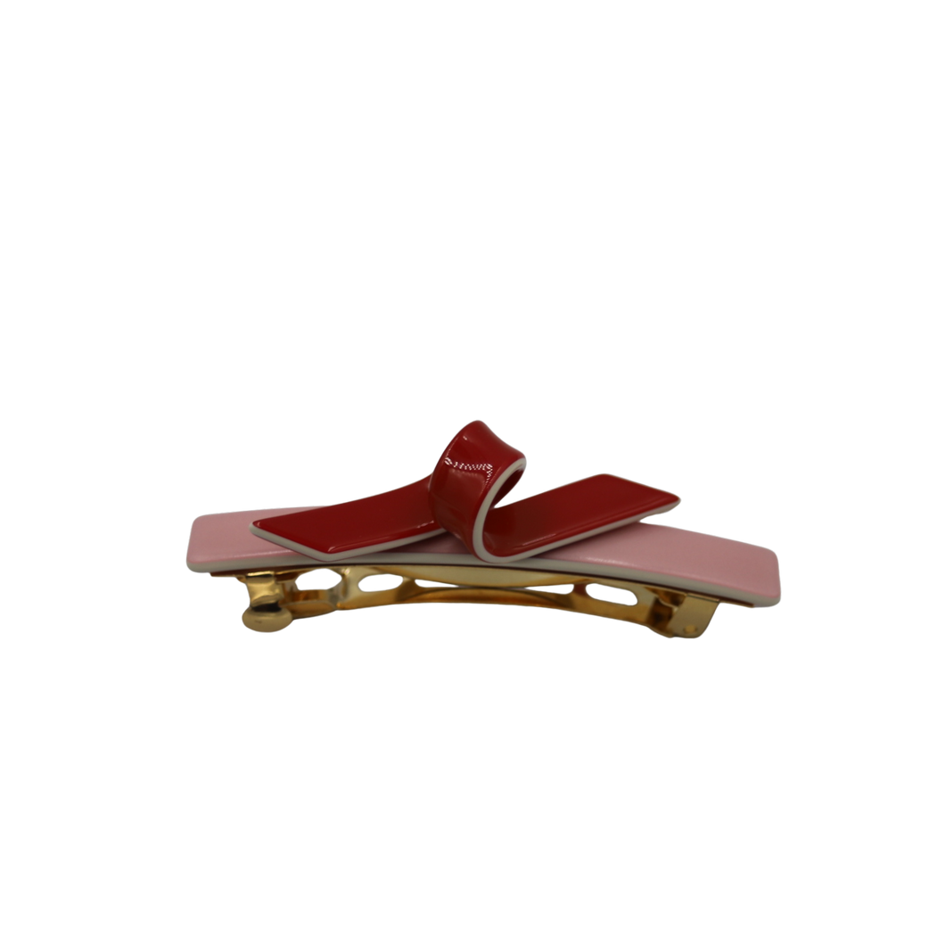 Tricia Barrette Pink with Red Twist