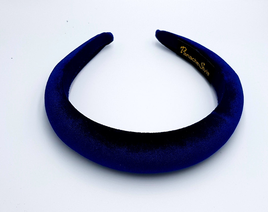 Navy low padded velvet headband